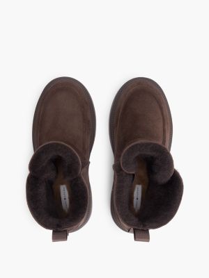 Женские ботинки Tommy Hilfiger Shearling & Suede Snow Boot, цвет: Коричневый — фото 3