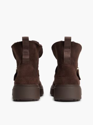 Женские ботинки Tommy Hilfiger Shearling & Suede Snow Boot, цвет: Коричневый — фото 4