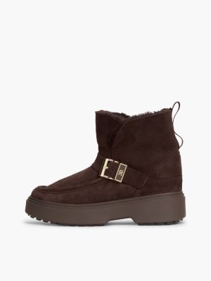 Женские ботинки Tommy Hilfiger Shearling & Suede Snow Boot, цвет: Коричневый — фото 7