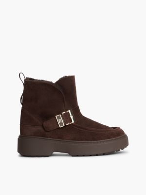 Shearling & Suede Snow Boot, Fondant Brown