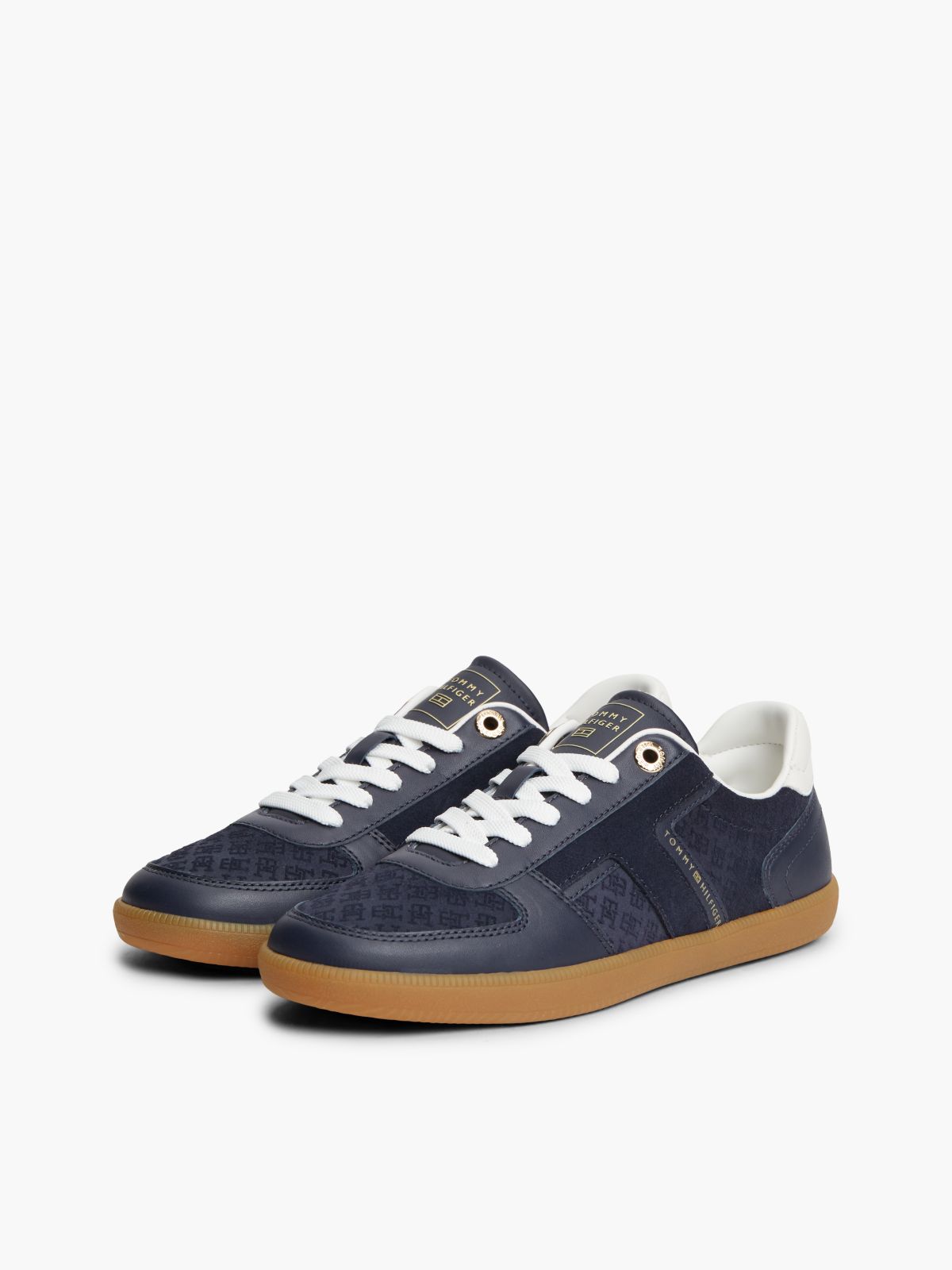 Tribeca Leather-Mix Skater Sneaker — Space Blue