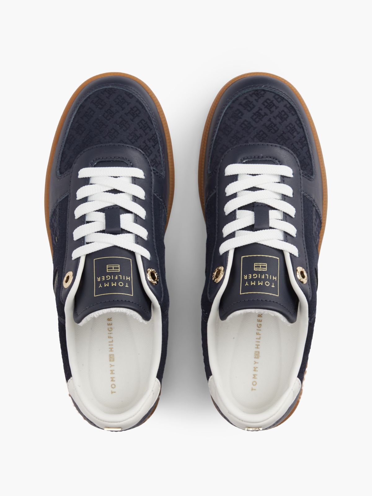 Tribeca Leather-Mix Skater Sneaker — Space Blue