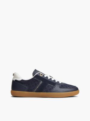 Tribeca Leather-Mix Skater Sneaker, Space Blue