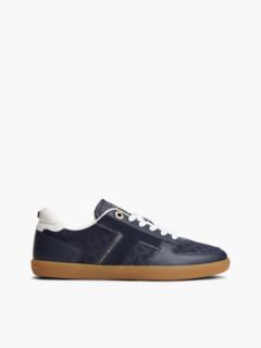 Tribeca Leather-Mix Skater Sneaker — Space Blue 1