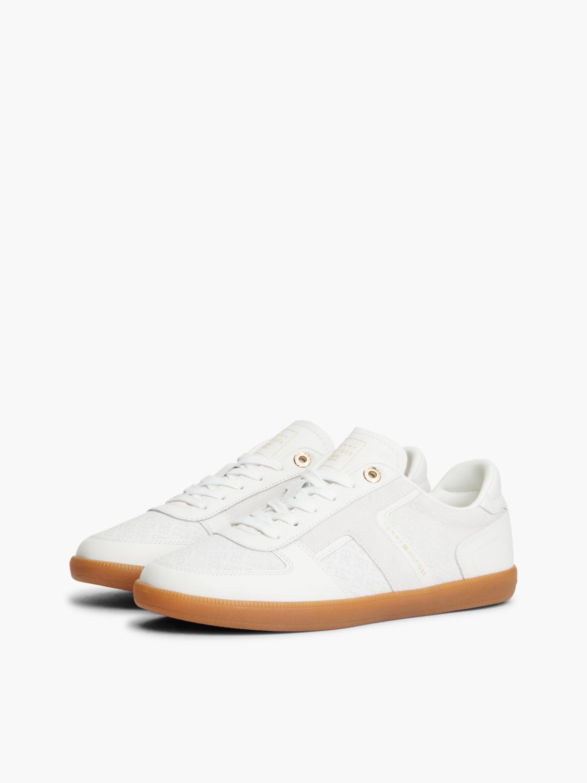 Tribeca Leather-Mix Skater Sneaker — Ecru
