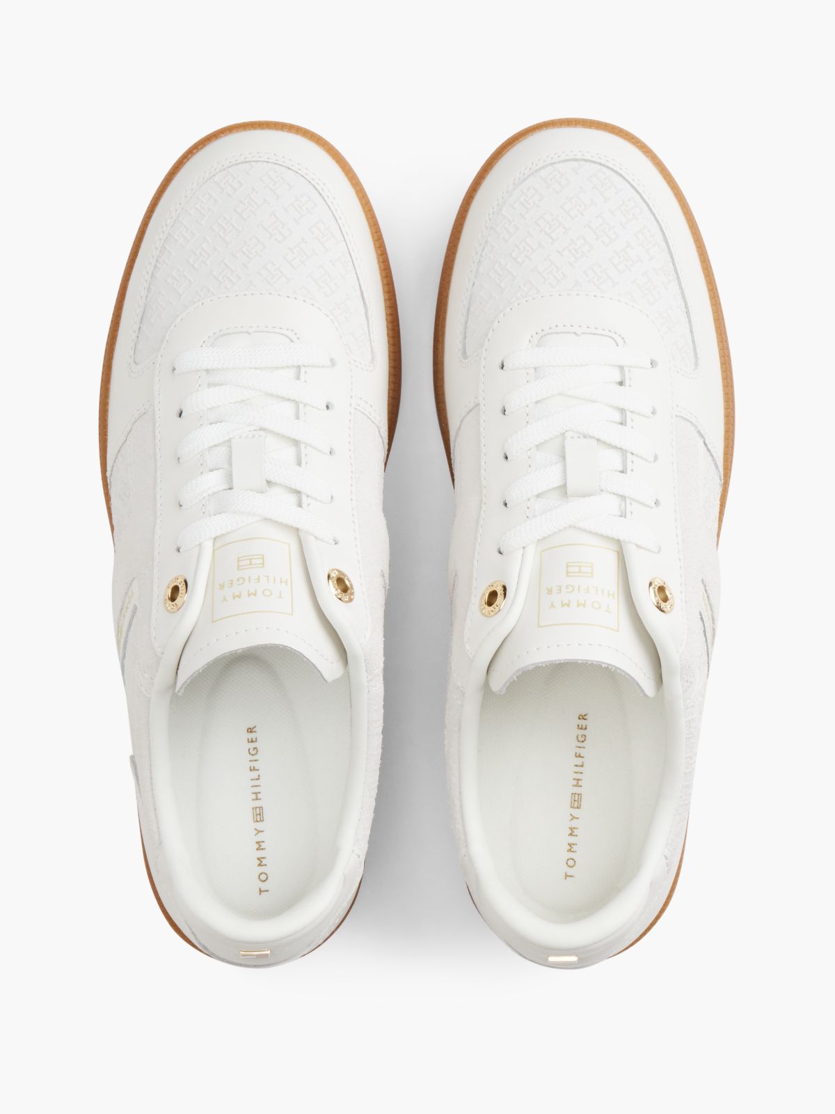 Tribeca Leather-Mix Skater Sneaker — Ecru
