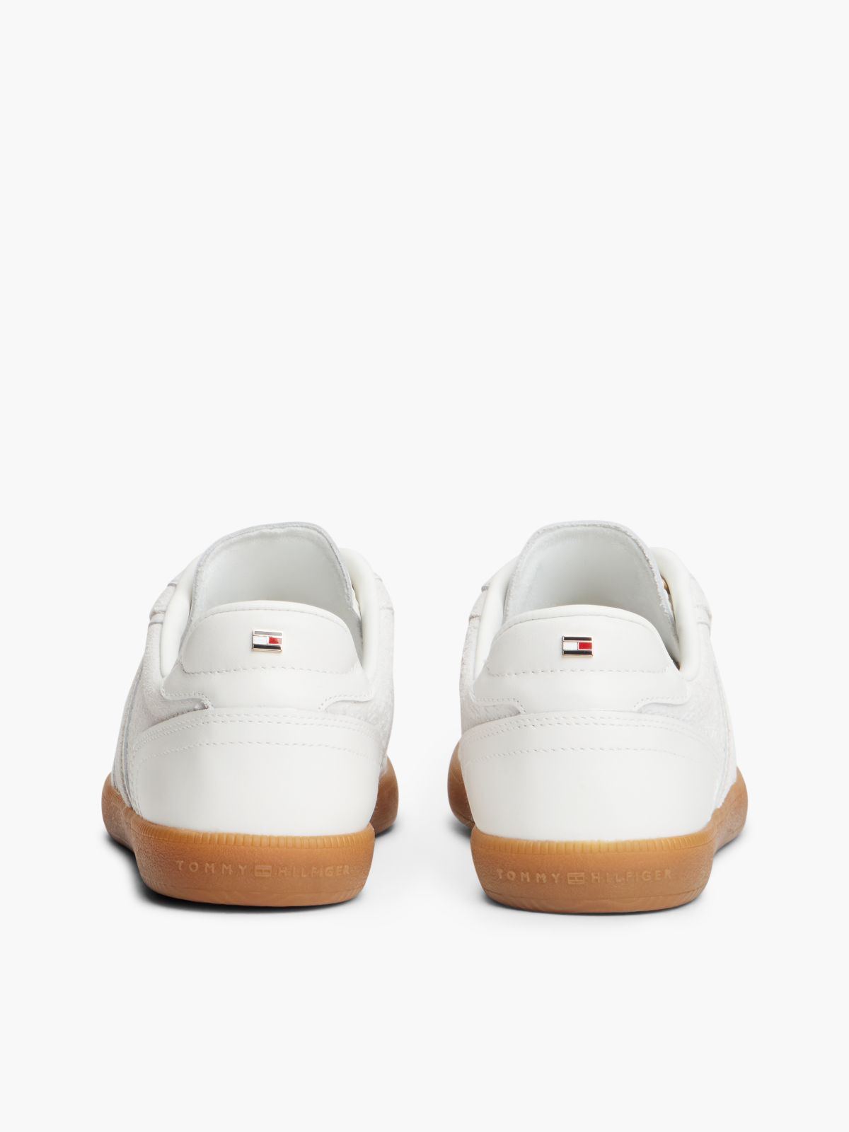 Tribeca Leather-Mix Skater Sneaker — Ecru
