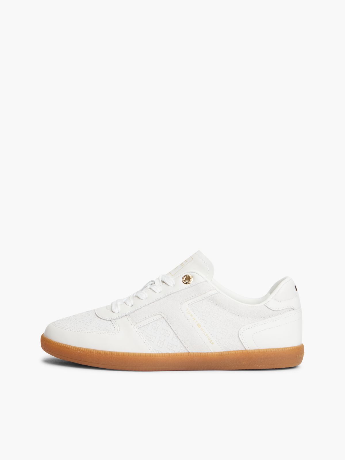 Tribeca Leather-Mix Skater Sneaker — Ecru