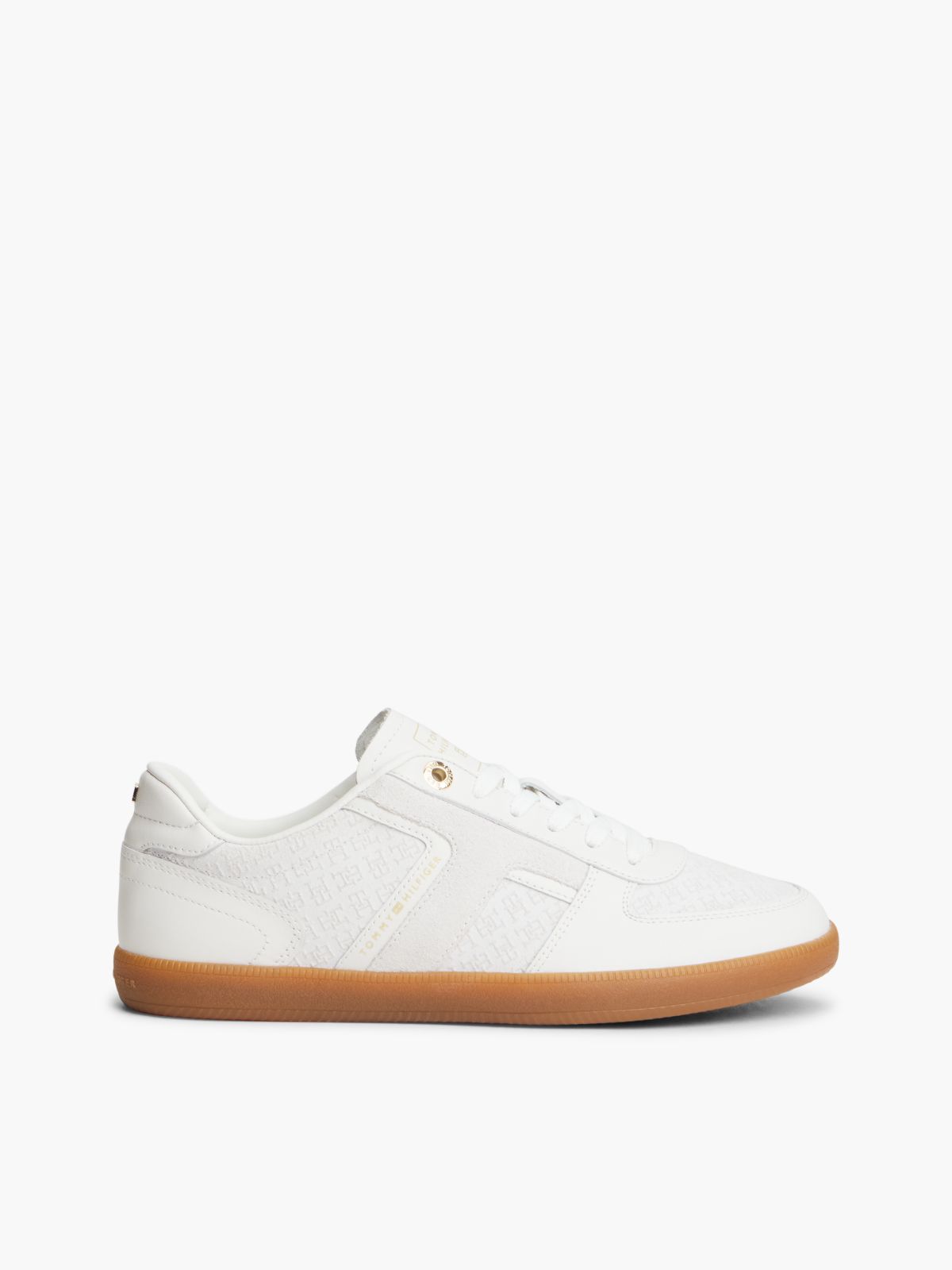 Tribeca Leather-Mix Skater Sneaker — Ecru
