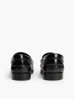 Croc-Embossed Leather Penny Loafer — Black 4