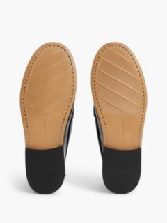 Croc-Embossed Leather Penny Loafer — Black 5