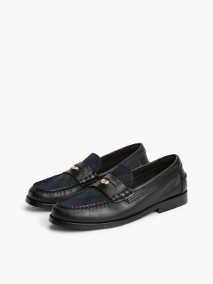 Женские туфли Tommy Hilfiger Tartan Accent Leather Penny Loafer, цвет: Чёрный — фото 2