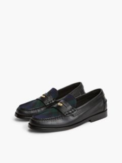 Tartan Accent Leather Penny Loafer — Black 2