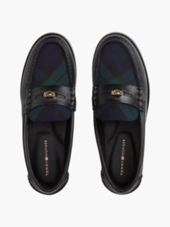 Tartan Accent Leather Penny Loafer — Black 3