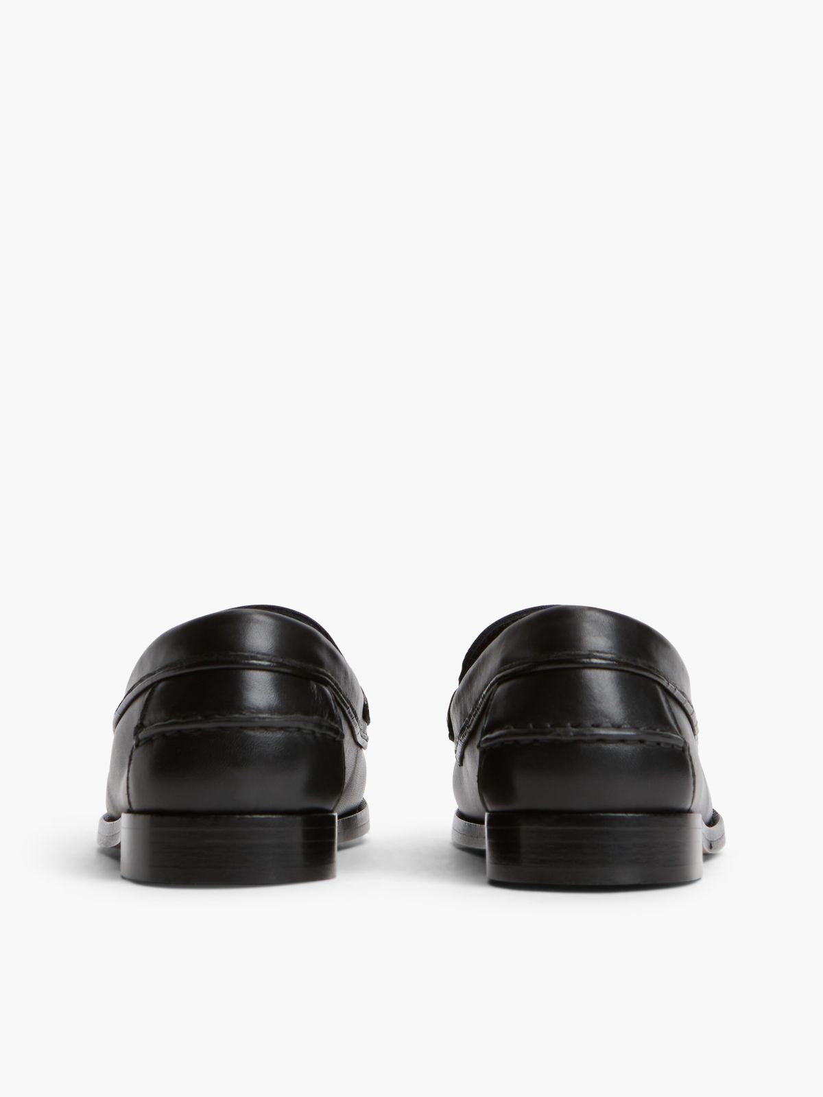 Tartan Accent Leather Penny Loafer — Black