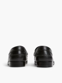 Tartan Accent Leather Penny Loafer — Black 4