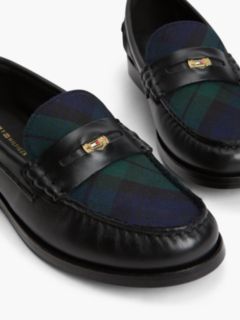 Tartan Accent Leather Penny Loafer — Black 6