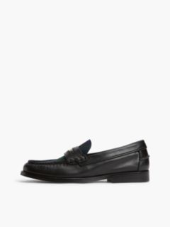 Tartan Accent Leather Penny Loafer — Black 7