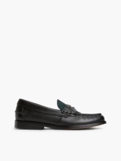 Tartan Accent Leather Penny Loafer — Black 1