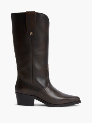 Leather Western Boot, Brushed Brown
