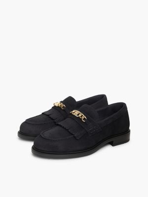 Tommy Hilfiger Women's Chain-Link Fringe Suede Loafer - Space Blue - US 6.5 / EU 37