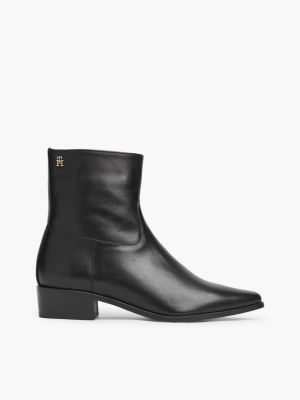 Leather Ankle Boot, Black