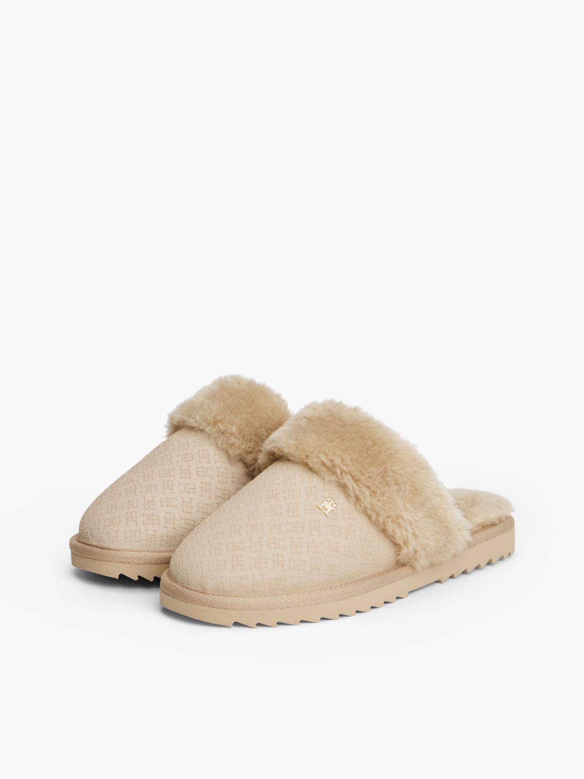 Suede & Faux Fur House Slipper — Horseradish