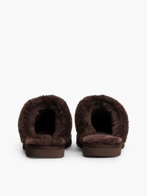 Женские тапочки Tommy Hilfiger Suede & Faux Fur House Slipper, цвет: Коричневый — фото 4