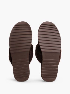 Женские тапочки Tommy Hilfiger Suede & Faux Fur House Slipper, цвет: Коричневый — фото 5