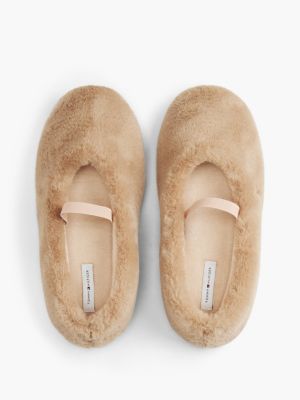 Женские тапочки Tommy Hilfiger Faux Fur Mary Jane House Slipper, цвет: Пудровый — фото 3
