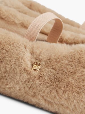 Женские тапочки Tommy Hilfiger Faux Fur Mary Jane House Slipper, цвет: Пудровый — фото 6