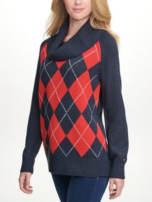 Essential Argyle Cowl Neck Sweater 
