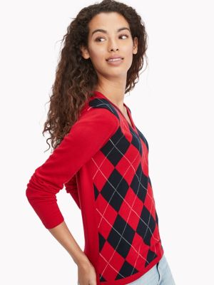 tommy hilfiger red jumper womens