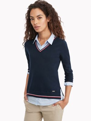 tommy hilfiger blue sweater women's