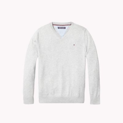 tommy hilfiger white v neck sweater