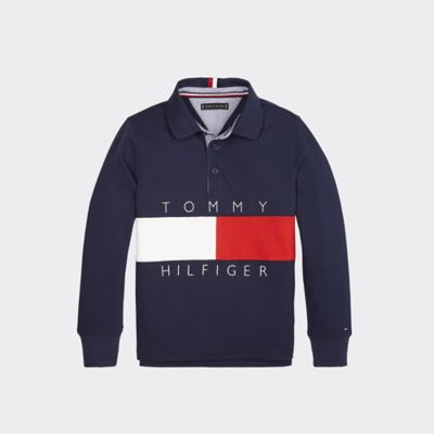 TH Kids Flag Long Sleeve Polo | Tommy 