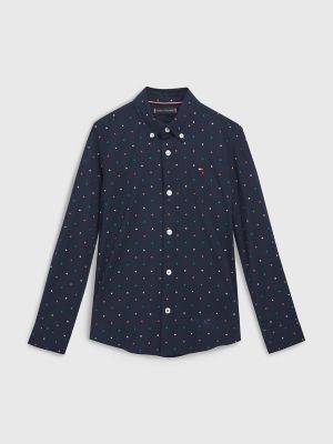 Kids' Microprint Shirt, Navy