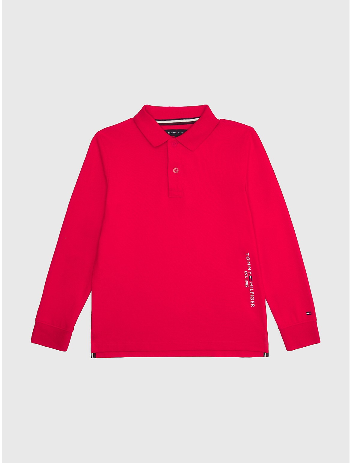 Tommy Hilfiger Boys' Kids' Side Tommy Logo Long-Sleeve Polo - Red - 14
