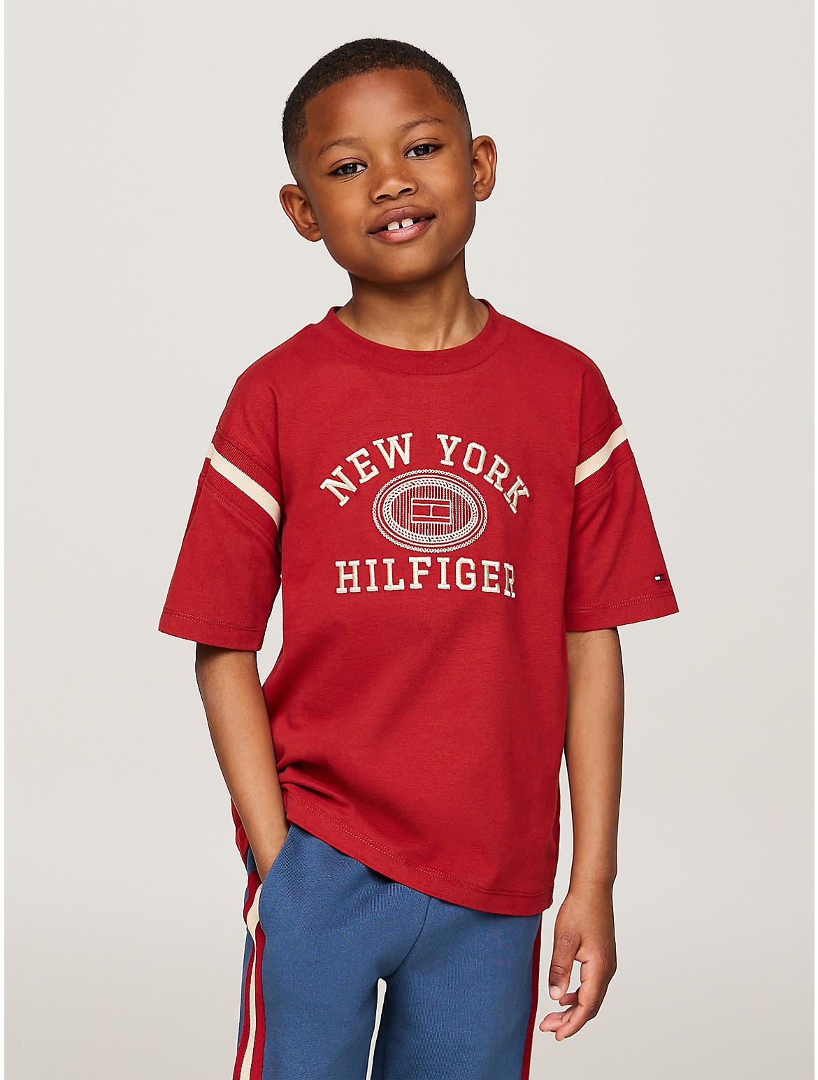 Tommy Hilfiger Boys' Kids' Embroidered Varsity Logo T-Shirt