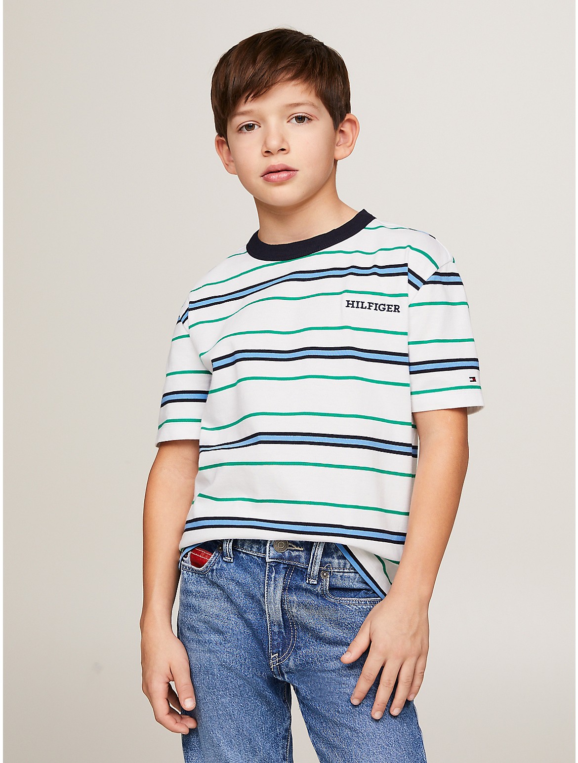 Tommy Hilfiger Boys' Kids' Stripe Logo T-Shirt