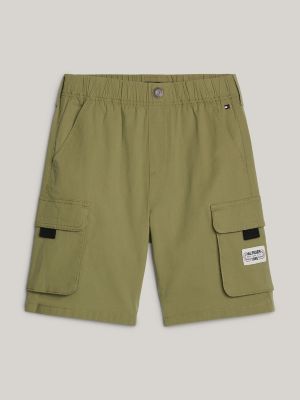 Kids' Hilfiger Label Poplin Cargo Short, Faded Olive