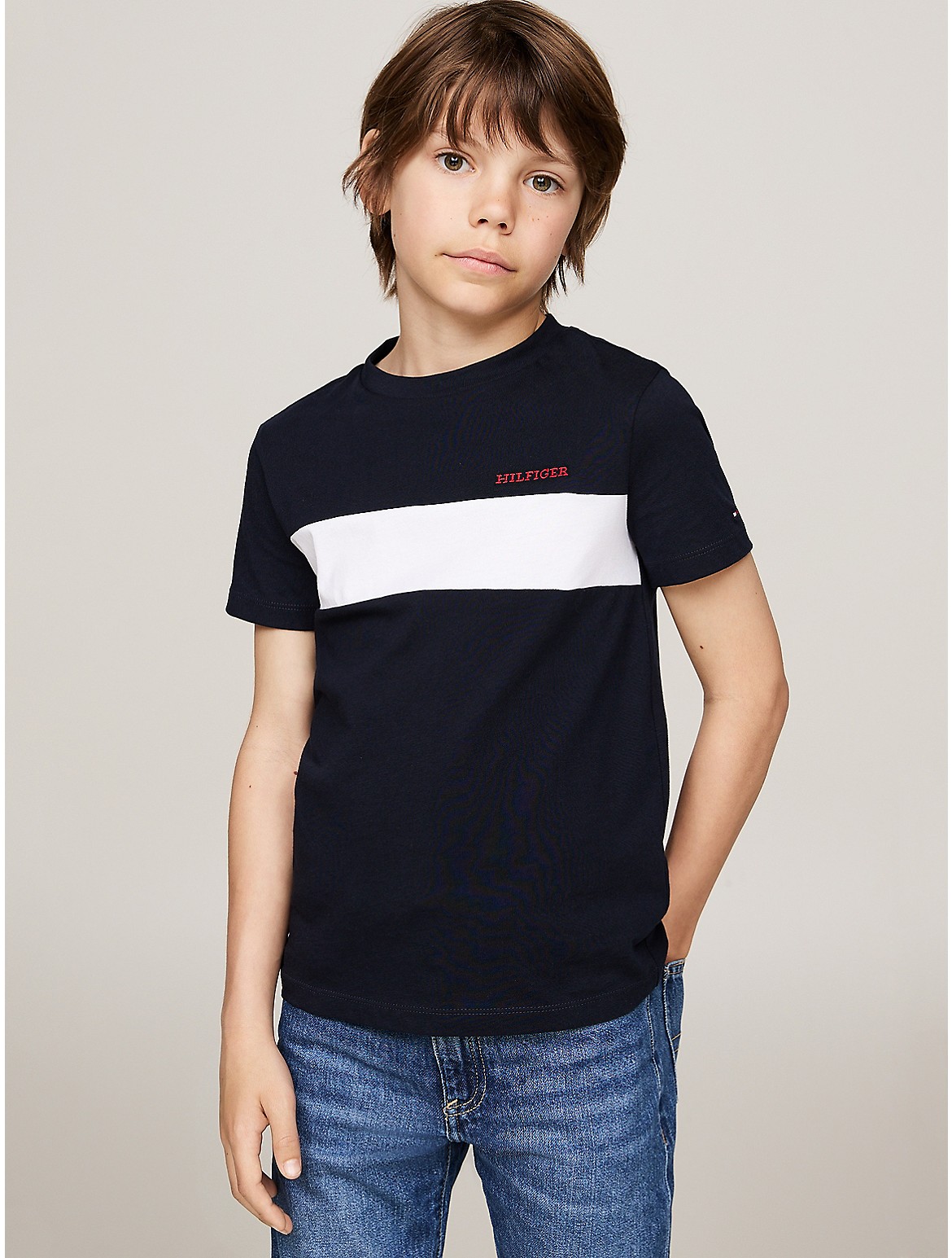 Tommy Hilfiger Boys' Kids' Embroidered Colorblock T-Shirt
