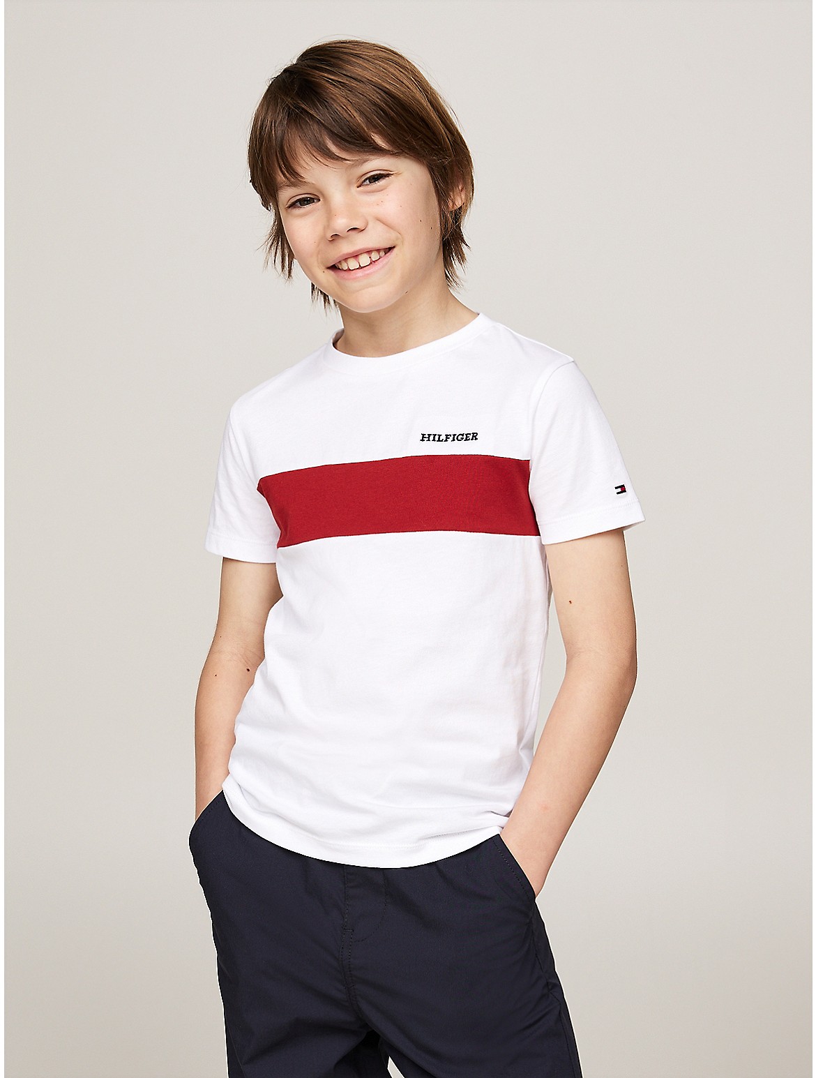 Tommy Hilfiger Boys' Kids' Embroidered Colorblock T-Shirt