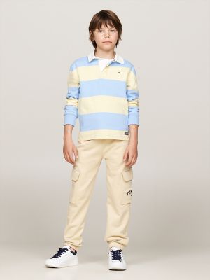 Kids' Relaxed Fit Stripe Rugby Polo, Lemon Zest / Vessel Blue