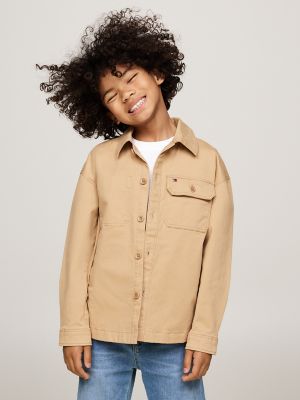 Surchemise militaire extensible pour enfants, kaki classique
