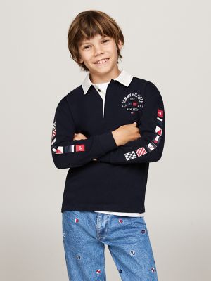 Kids' Multi-Flag Polo, Navy