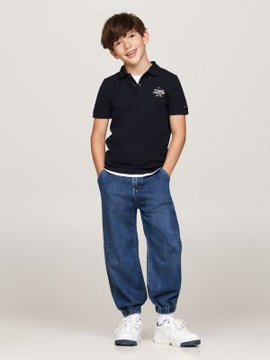 Kids' Hilfiger Logo Pique Polo, Navy