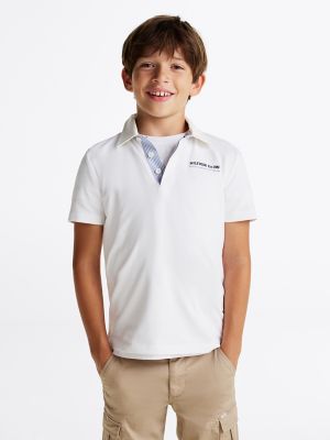 Kids' Hilfiger Logo Stretch Polo, White