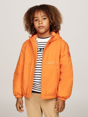 Kids' Hooded Lightweight Padded Jacket, Orange Thunder