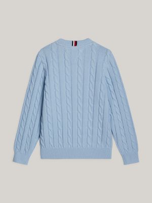 Kids' Cable Knit Crewneck Sweater, Breezy Blue
